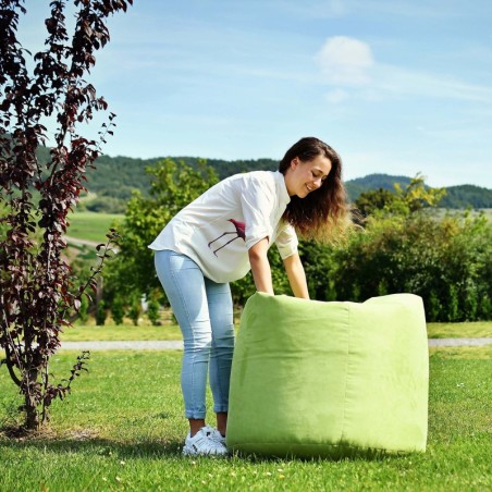 Sedací vak hruška semišová zelená EMI