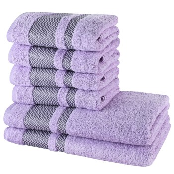 Sada 6 kusů bavlněných osušek a ručníků Ates fialová EMI
