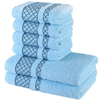 Sada 6 kusů bavlněných osušek a ručníků Tessa modrá EMI