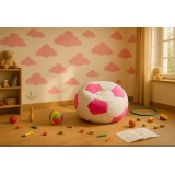 Sedací vak bílo-růžový  fotbalový míč malý EMI