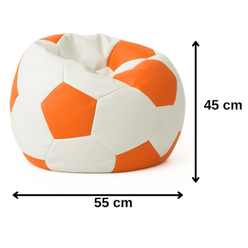 Sedací vak fotbalový míč malý bílo-oranžový EMI