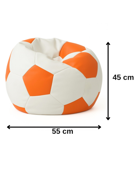 Sedací vak fotbalový míč malý bílo-oranžový EMI