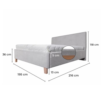 Čalouněná postel PULSAR + lamelový rošt + matrace EMI