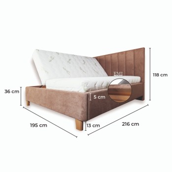 Čalouněná postel LUNEXA + lamelový rošt + matrace EMI