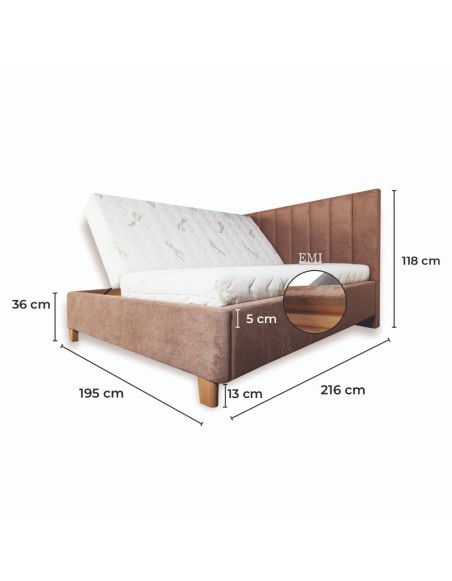 Čalouněná postel LUNEXA + lamelový rošt + matrace EMI