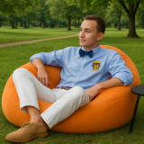 Sedací vak koule semišová oranžová EMI