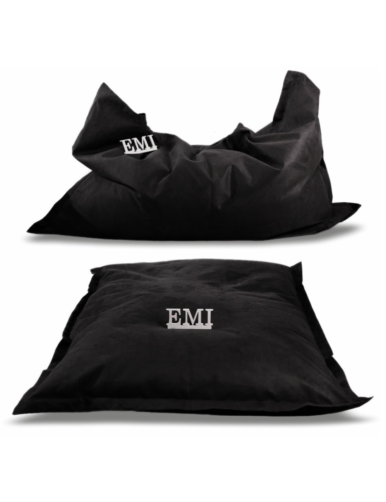 Sedací vak polštář černý semišový EMI