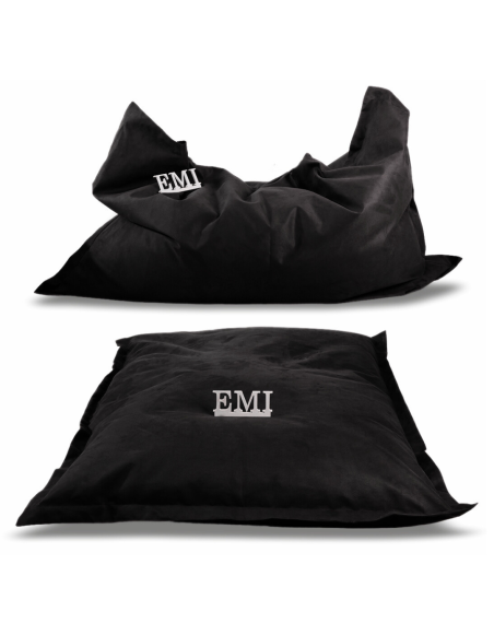 Sedací vak polštář černý semišový EMI