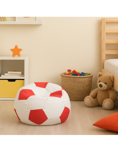 Sedací vak fotbalový míč malý bílo-červený EMI