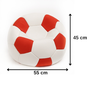Sedací vak fotbalový míč malý bílo-červený EMI