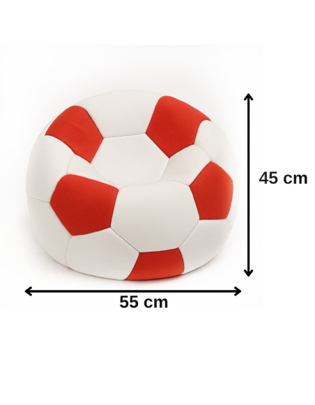 Sedací vak fotbalový míč malý bílo-červený EMI