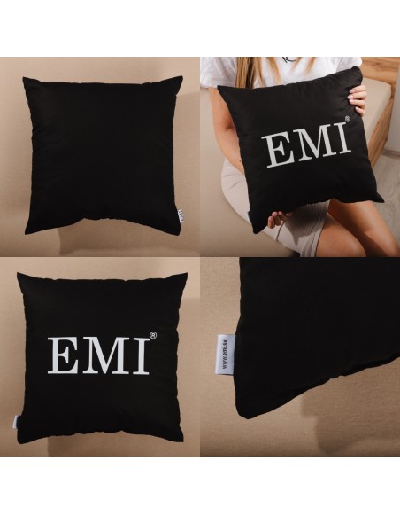 Polštář 40x40 s černým potiskem EMI