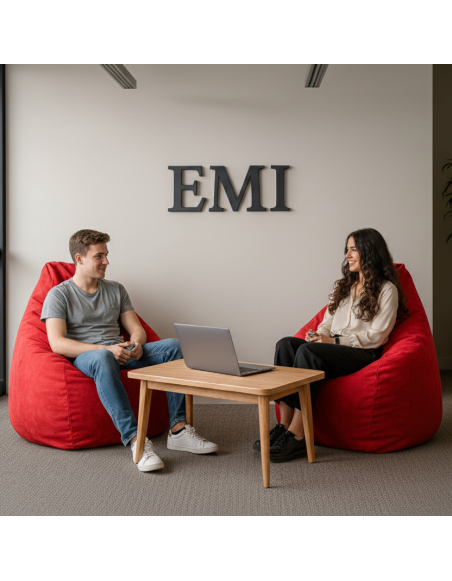 Sedací vak hruška semišová červená EMI