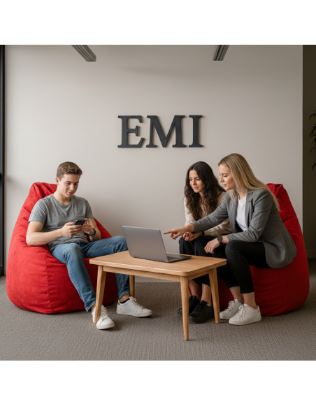 Sedací vak hruška semišová červená EMI