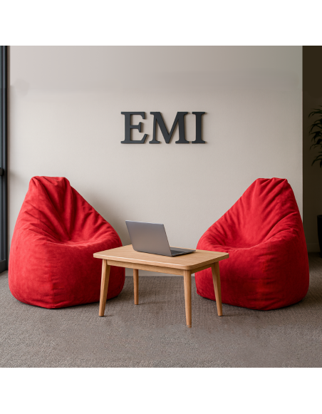 Sedací vak hruška semišová červená EMI