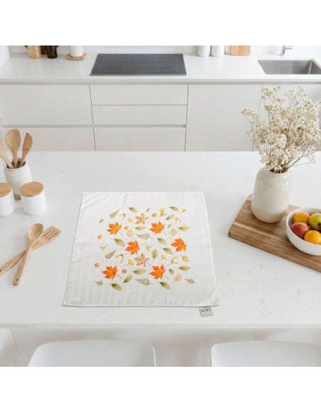 Damaškový ubrus Podzim bílý 40x40 cm EMI