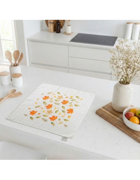 Damaškový ubrus Podzim bílý 40x40 cm EMI