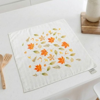 Damaškový ubrus Podzim bílý 40x40 cm EMI