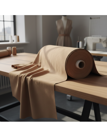 Metráž_semiš_světle_hnědý_šití_EMI