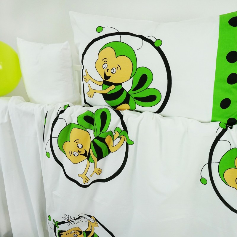 Povlečení dětské bavlněné včelky zelené EMI 3