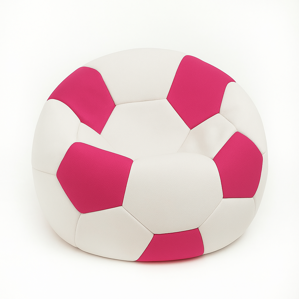 Sedací vak fotbalový míč malý bílo-růžový EMI