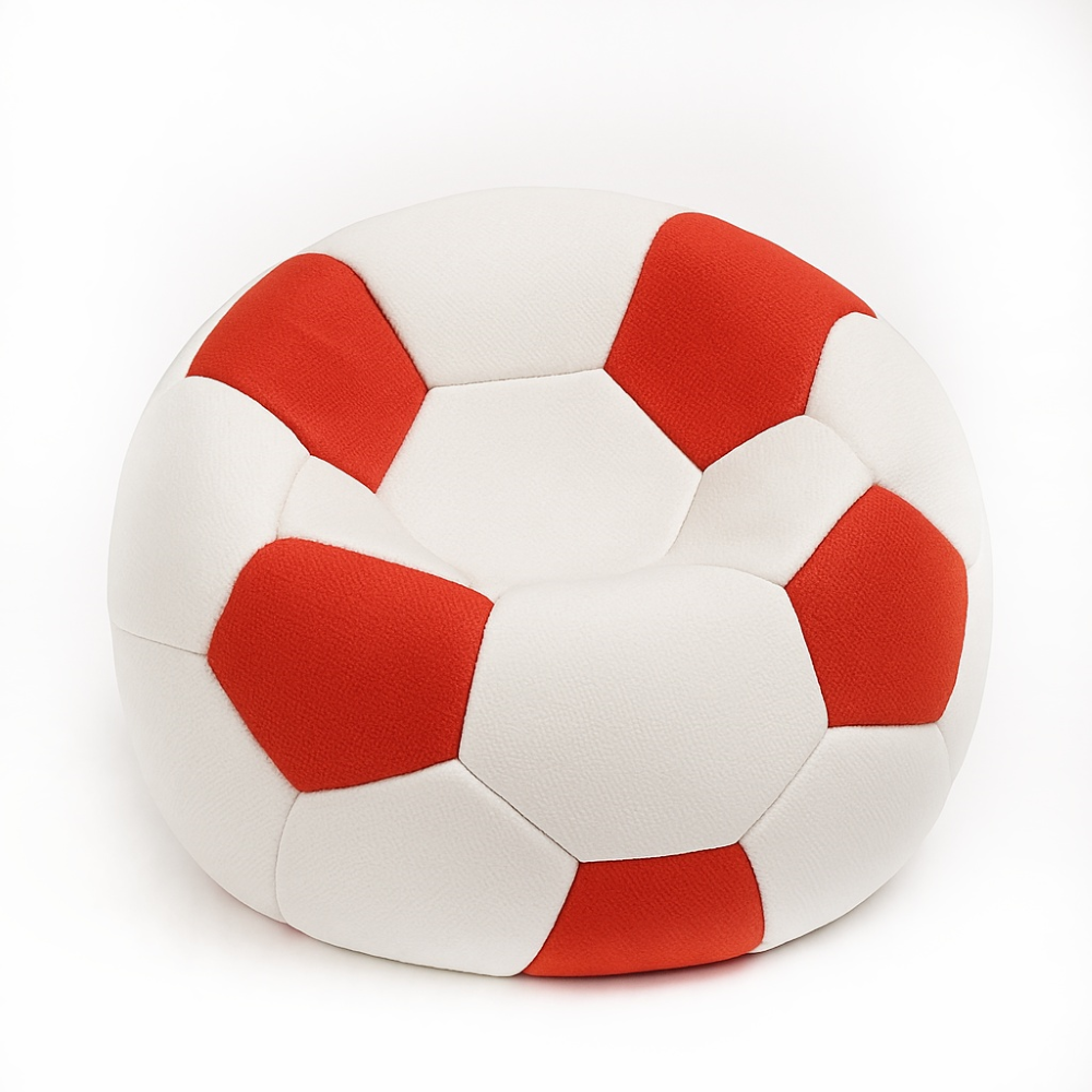 Sedací vak fotbalový míč malý bílo-červený EMI